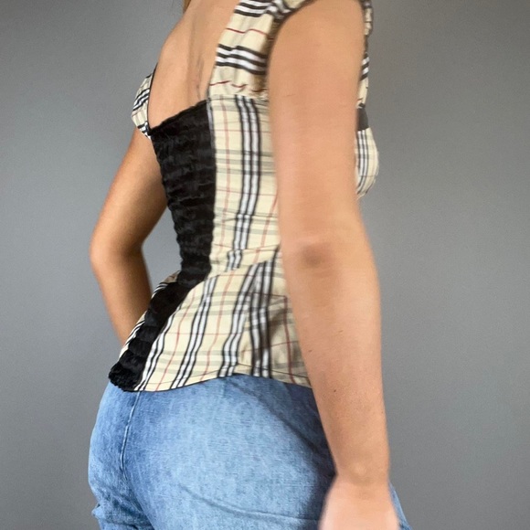 ❌SOLD-DEPOP❌ Roberto Cavalli “Just Cavalli” Nova Check Baby Doll Hook & Eye Top - Picture 3 of 4